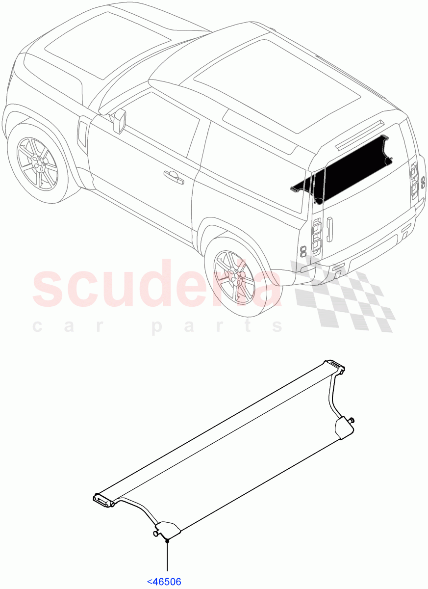 Load Compartment Trim (Upper, Package Tray) (Short Wheelbase, With Load Area Cover) of Land Rover Land Rover Defender (2020+) [2.0 Turbo Petrol AJ200P]