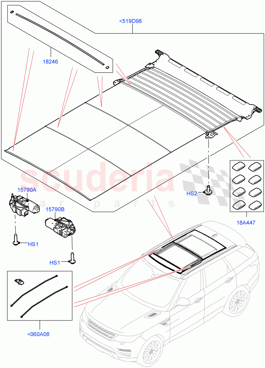 Sliding Roof Mechanism And Controls(Sun Blinds)(With Roof Conversion-Panorama Power) of Land Rover Land Rover Range Rover Sport (2014+) [2.0 Turbo Diesel]