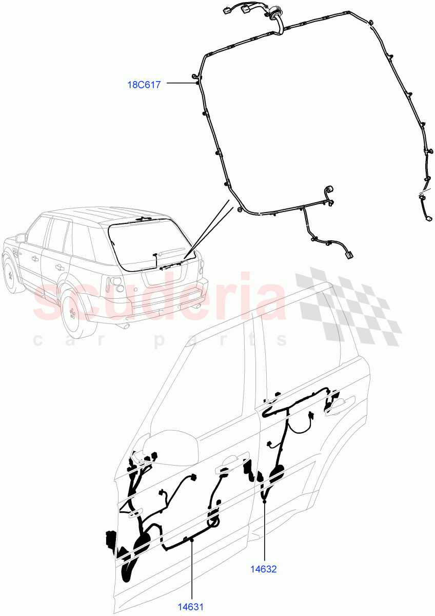 Electrical Wiring - Body And Rear (Front And Rear Doors) ((V) FROMAA000001, (V) TOAA999999) of Land Rover Land Rover Range Rover Sport (2010-2013) [3.0 Diesel 24V DOHC TC]