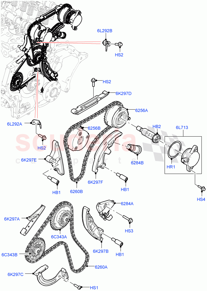 Timing Gear (1.5L AJ20P3 Petrol High PHEV, Halewood (UK), 1.5L AJ20P3 Petrol High) ((V) FROMLH000001) of Land Rover Land Rover Range Rover Evoque (2019+) [1.5 I3 Turbo Petrol AJ20P3]