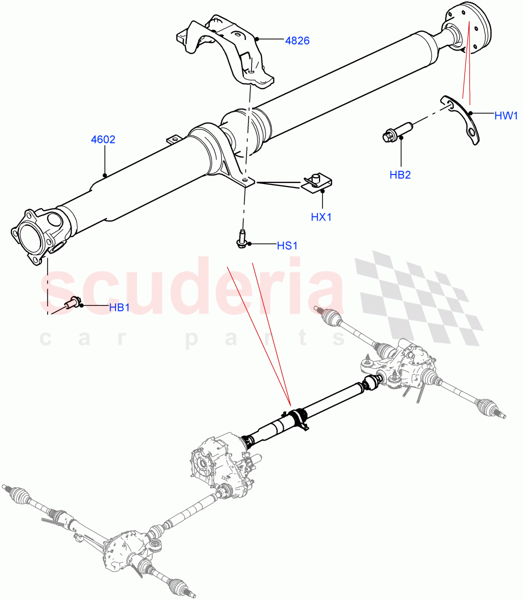 Drive Shaft - Rear Axle Drive (Propshaft, Nitra Plant Build) ((V) FROMK2000001, (V) TOL2999999) of Land Rover Land Rover Discovery 5 (2017+) [3.0 Diesel 24V DOHC TC]