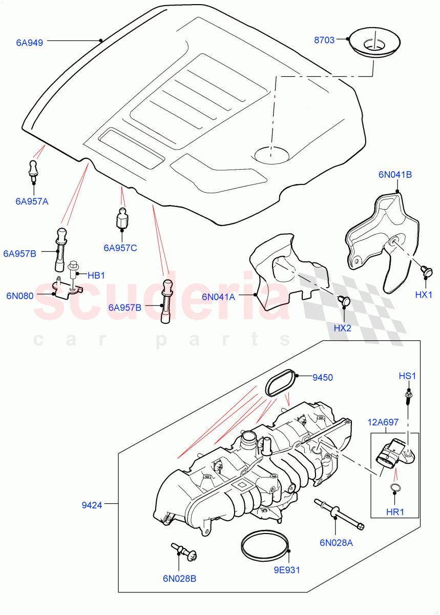 Inlet Manifold (2.0L AJ200P Hi PHEV) ((V) FROMMA000001) of Land Rover Land Rover Range Rover Velar (2017+) [2.0 Turbo Petrol AJ200P]