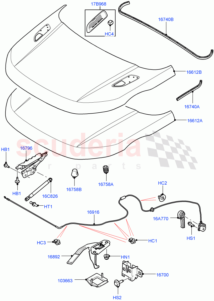 Hood And Related Parts (Itatiaia (Brazil)) ((V) FROMGT000001) of Land Rover Land Rover Range Rover Evoque (2012-2018) [2.0 Turbo Petrol AJ200P]