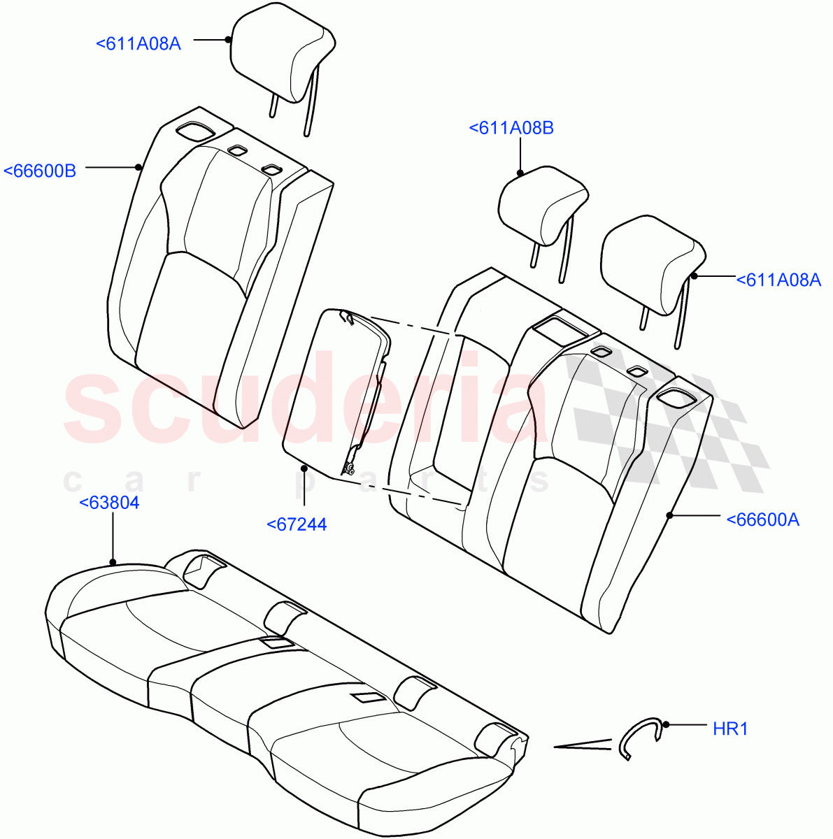 Rear Seat Covers (Windsor Sport Leather Perforated, Itatiaia (Brazil), With 60/40 Split - Folding Rr Seat) ((V) FROMGT000001) of Land Rover Land Rover Range Rover Evoque (2012-2018) [2.0 Turbo Diesel]