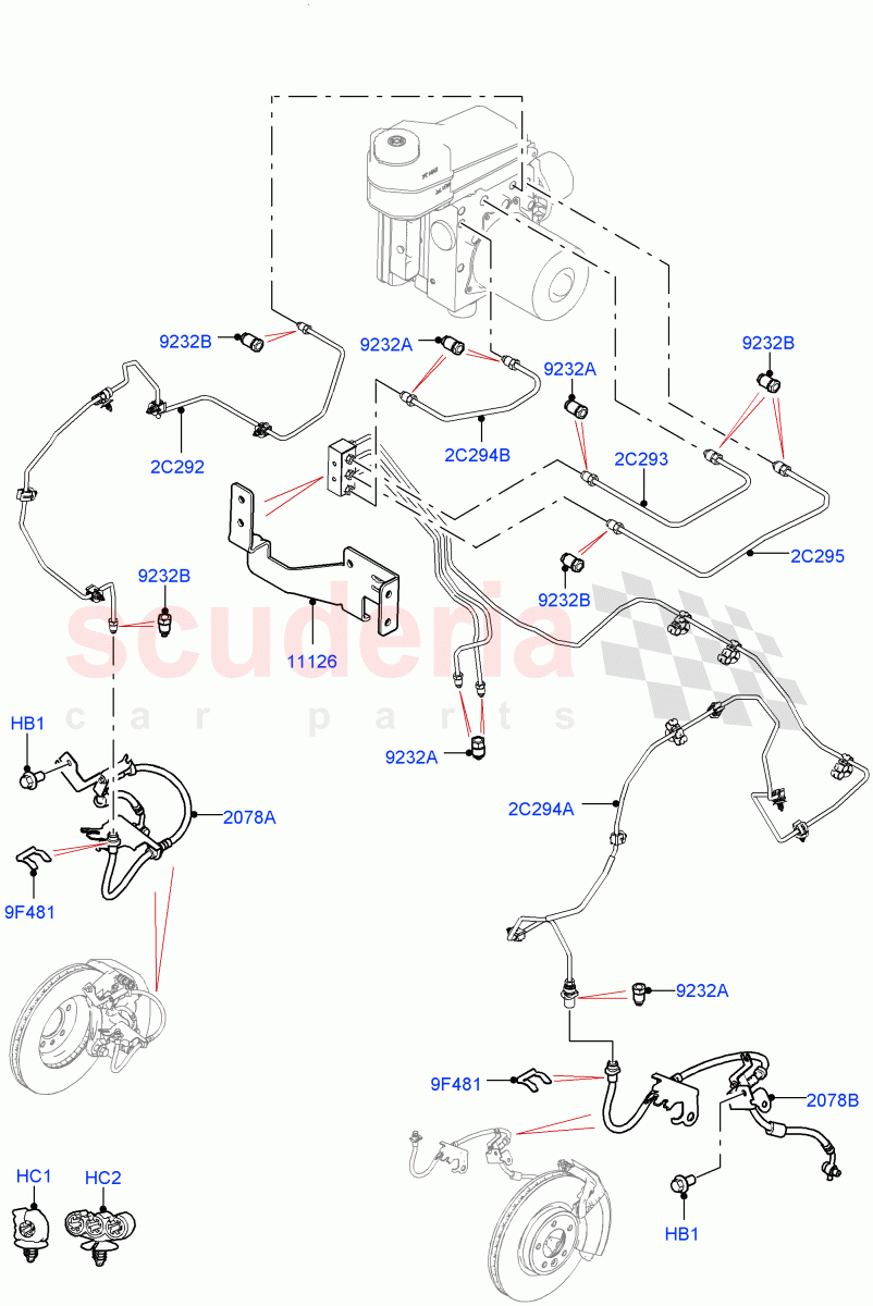 Front Brake Pipes (RHD) of Land Rover Land Rover Defender (2020+) [2.0 Turbo Petrol AJ200P]