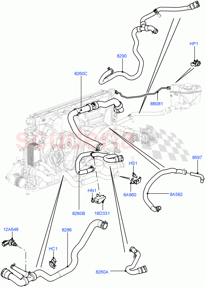 Cooling System Pipes And Hoses (2.0L 16V TIVCT T/C 240PS Petrol, Halewood (UK)) ((V) TODH999999) of Land Rover Land Rover Range Rover Evoque (2012-2018) [2.0 Turbo Petrol GTDI]