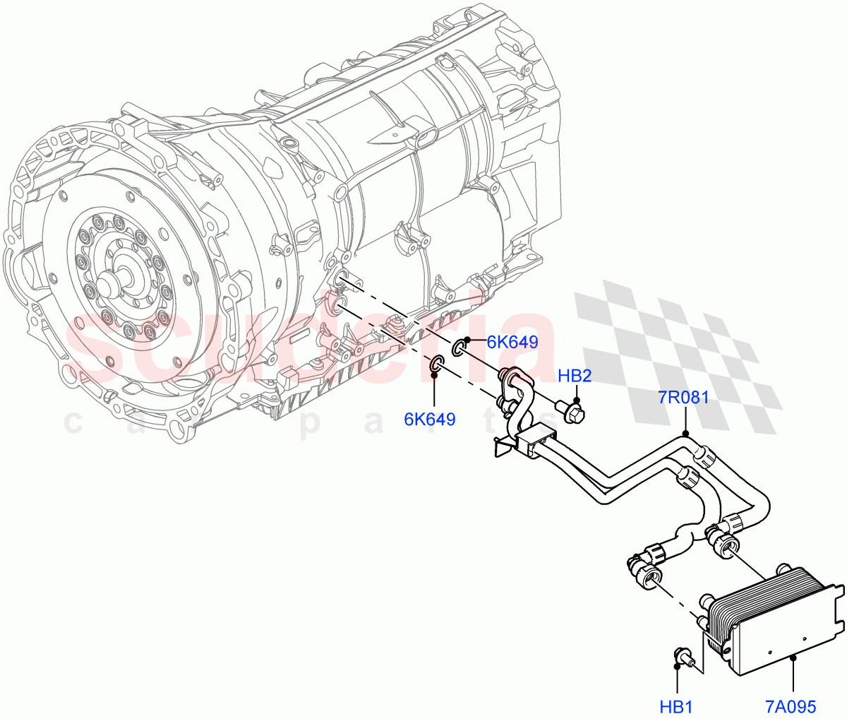 Transmission Cooling Systems (3.0L AJ20P6 Petrol High, 8 Speed Auto Trans ZF 8HP76, 3.0L AJ20D6 Diesel High) ((V) FROMKA000001) of Land Rover Land Rover Range Rover Sport (2014+) [5.0 OHC SGDI SC V8 Petrol]