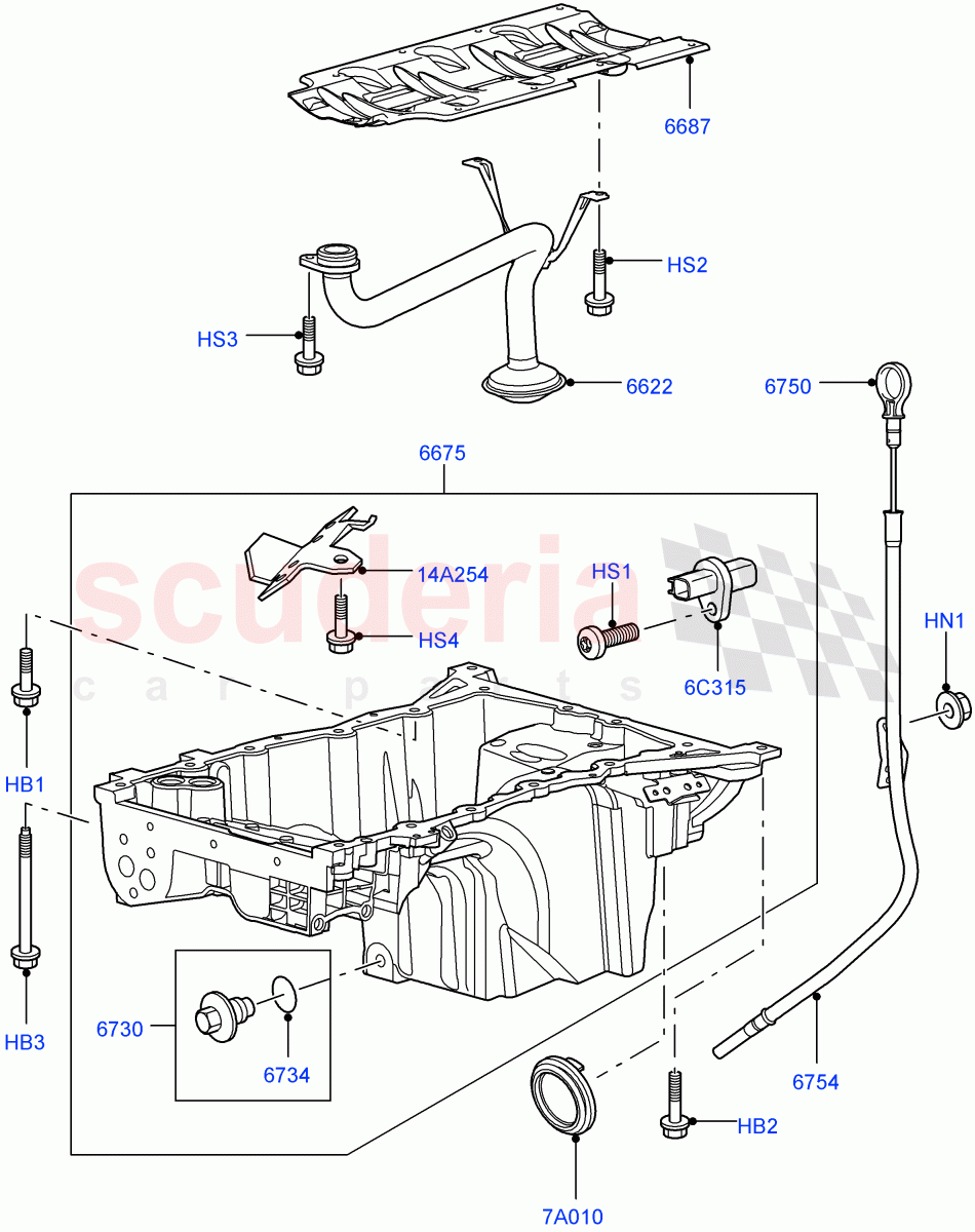 Oil Pan/Oil Level Indicator (AJ Petrol 4.4 V8 EFI (220KW)) of Land Rover Land Rover Range Rover Sport (2005-2009) [4.4 AJ Petrol V8]