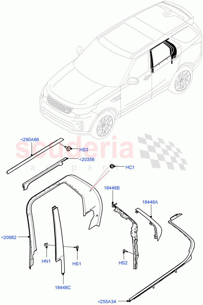 Rear Doors, Hinges & Weatherstrips(Nitra Plant Build)((V)FROMK2000001) of Land Rover Land Rover Discovery 5 (2017+) [2.0 Turbo Petrol AJ200P]