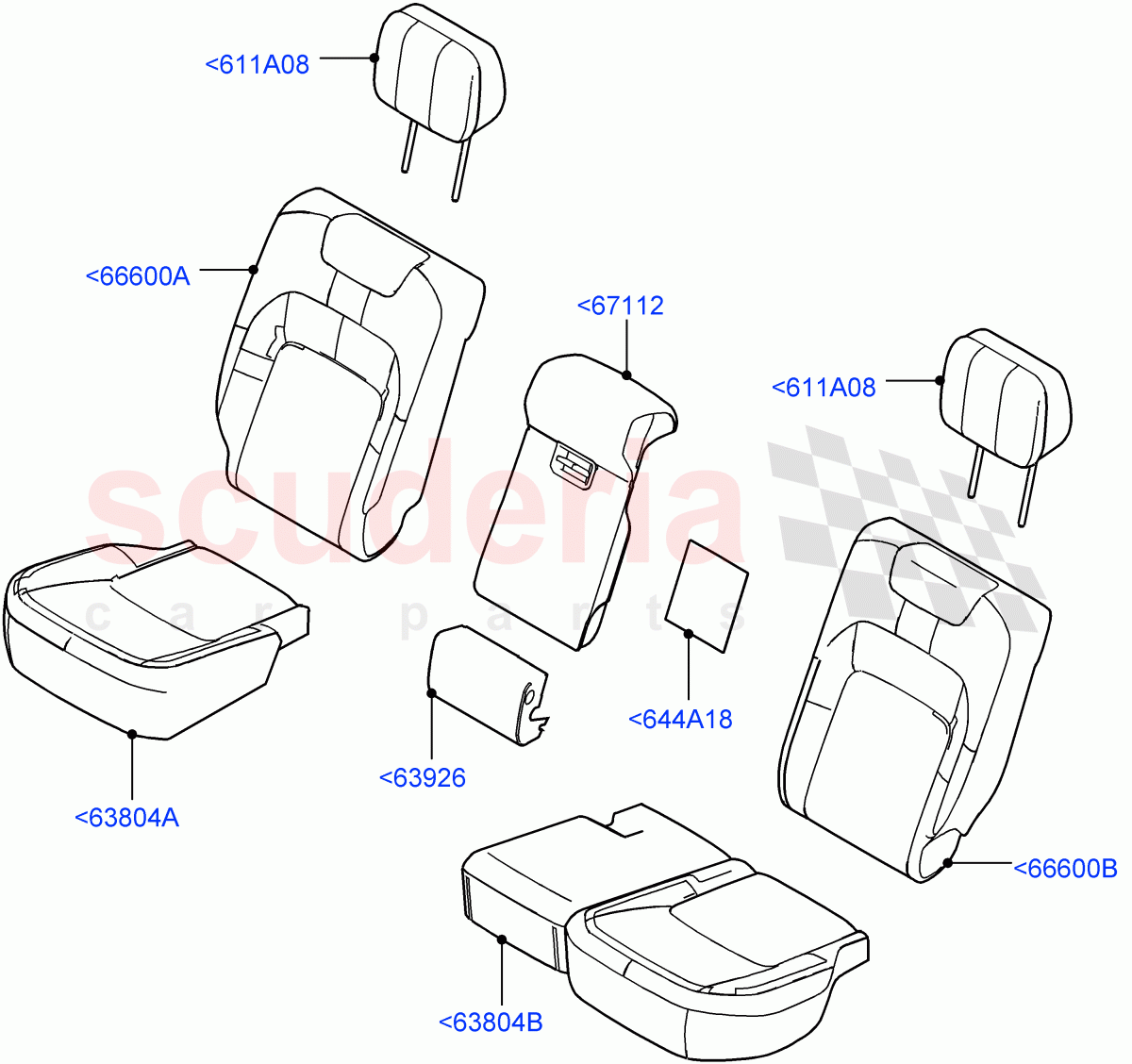 Rear Seat Covers(Taurus Leather,With 60/40 Manual Fold Thru Rr Seat)((V)FROMJA000001) of Land Rover Land Rover Range Rover (2012-2021) [3.0 I6 Turbo Petrol AJ20P6]