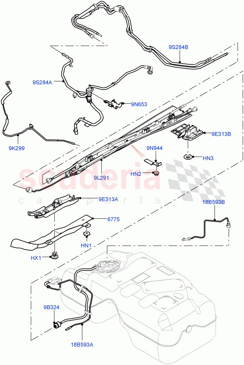 Fuel Lines (2.0L I4 Mid DOHC AJ200 Petrol, Itatiaia (Brazil)) ((V) FROMJT000001) of Land Rover Land Rover Discovery Sport (2015+) [2.0 Turbo Petrol AJ200P]