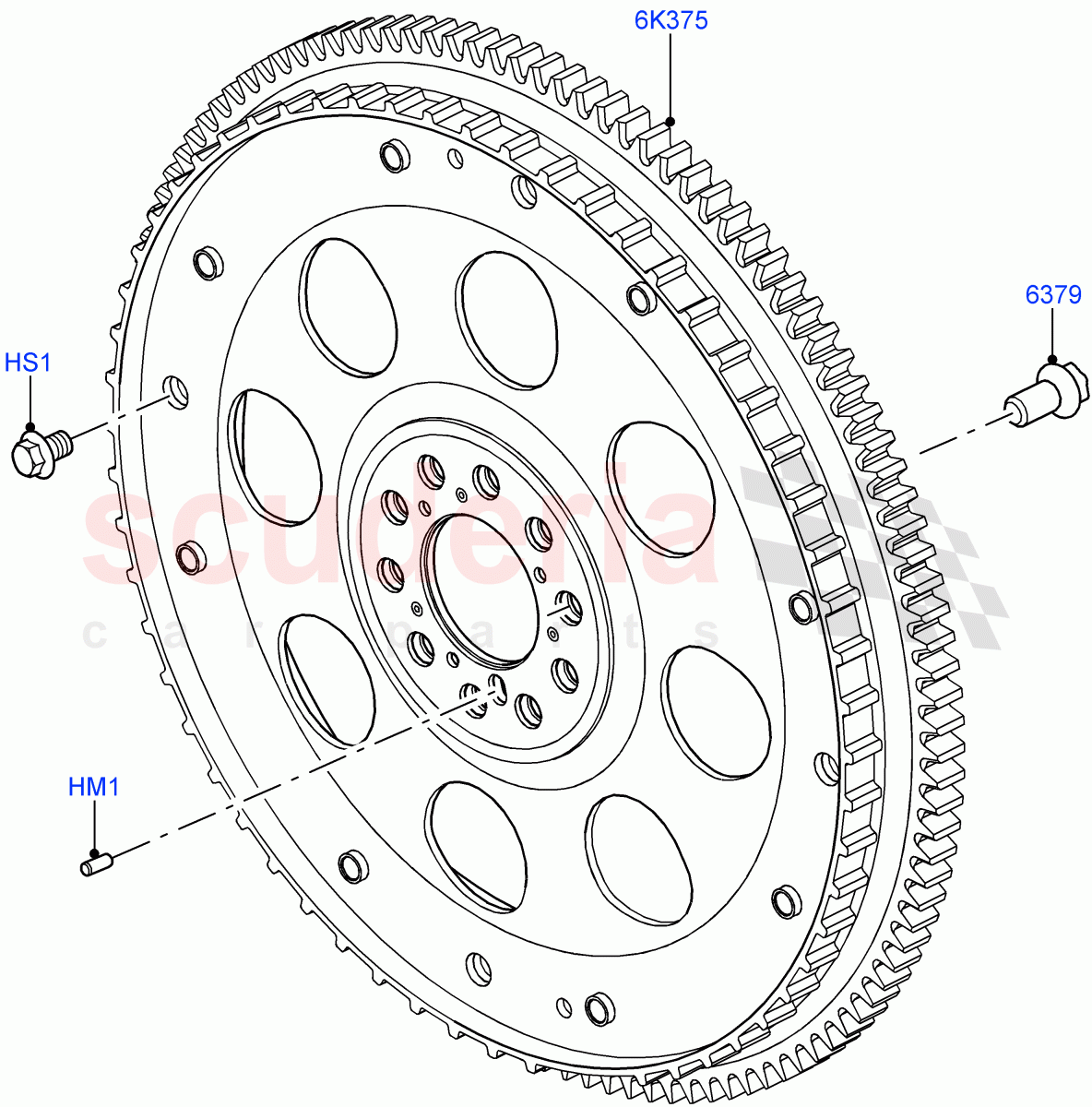 Flywheel(5.0L P AJ133 DOHC CDA S/C Enhanced)((V)FROMKA000001) of Land Rover Land Rover Range Rover Velar (2017+) [5.0 OHC SGDI SC V8 Petrol]