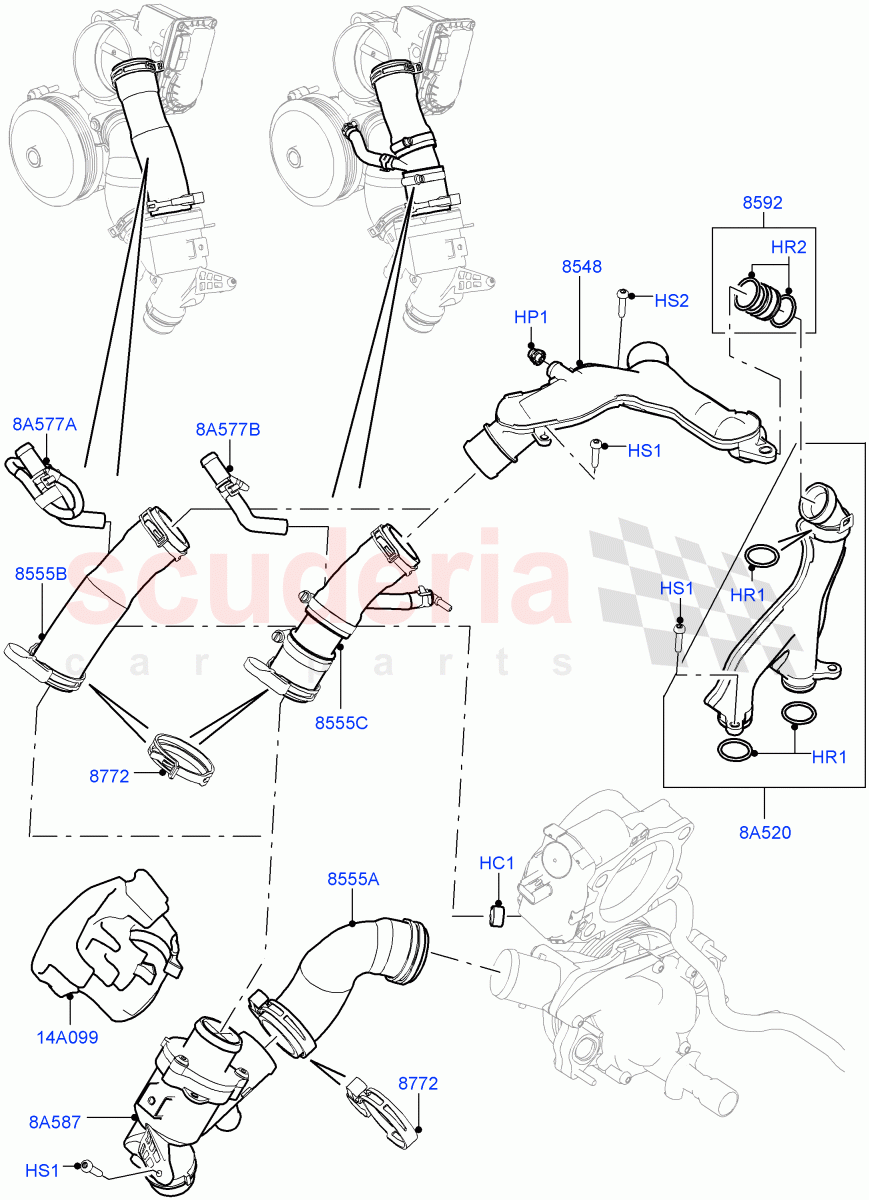 Thermostat/Housing & Related Parts(3.0L DOHC GDI SC V6 PETROL)((V)FROMEA000001,(V)TOFA999999) of Land Rover Land Rover Range Rover (2012-2021) [3.0 DOHC GDI SC V6 Petrol]