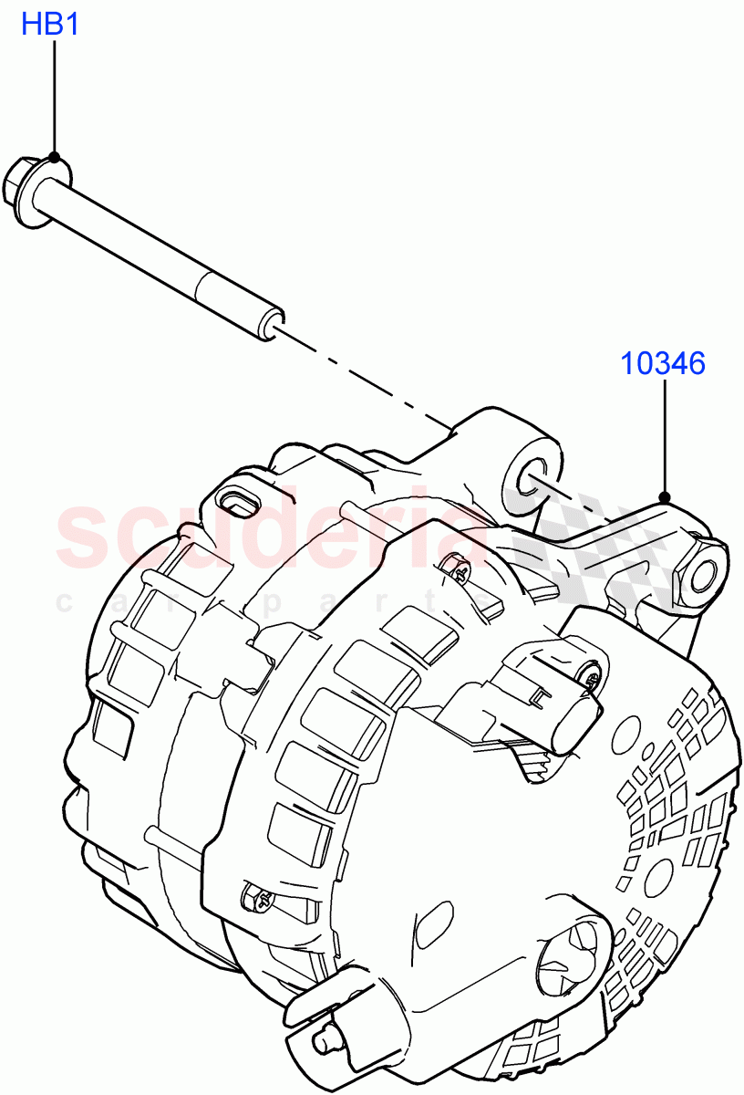 Alternator And Mountings(3.0L AJ20D6 Diesel High,Less Electric Engine Battery) of Land Rover Land Rover Range Rover (2022+) [4.4 V8 Turbo Petrol NC10]