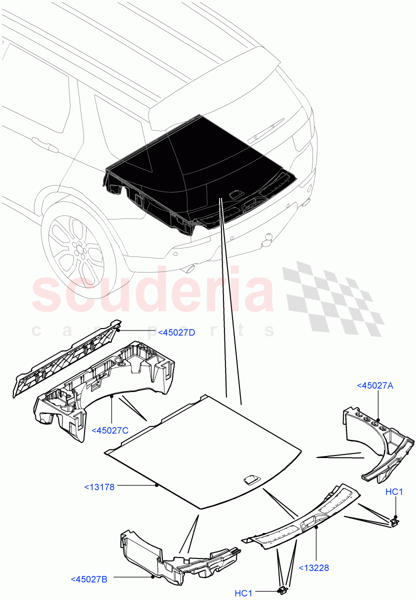Load Compartment Trim (Floor) (Itatiaia (Brazil), With 5 Seat Configuration) ((V) FROMGT000001) of Land Rover Land Rover Discovery Sport (2015+) [2.0 Turbo Diesel AJ21D4]