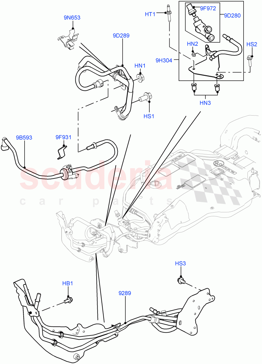 Fuel Lines (3.0L DOHC GDI SC V6 PETROL) ((V) FROMEA000001) of Land Rover Land Rover Discovery 4 (2010-2016) [3.0 DOHC GDI SC V6 Petrol]