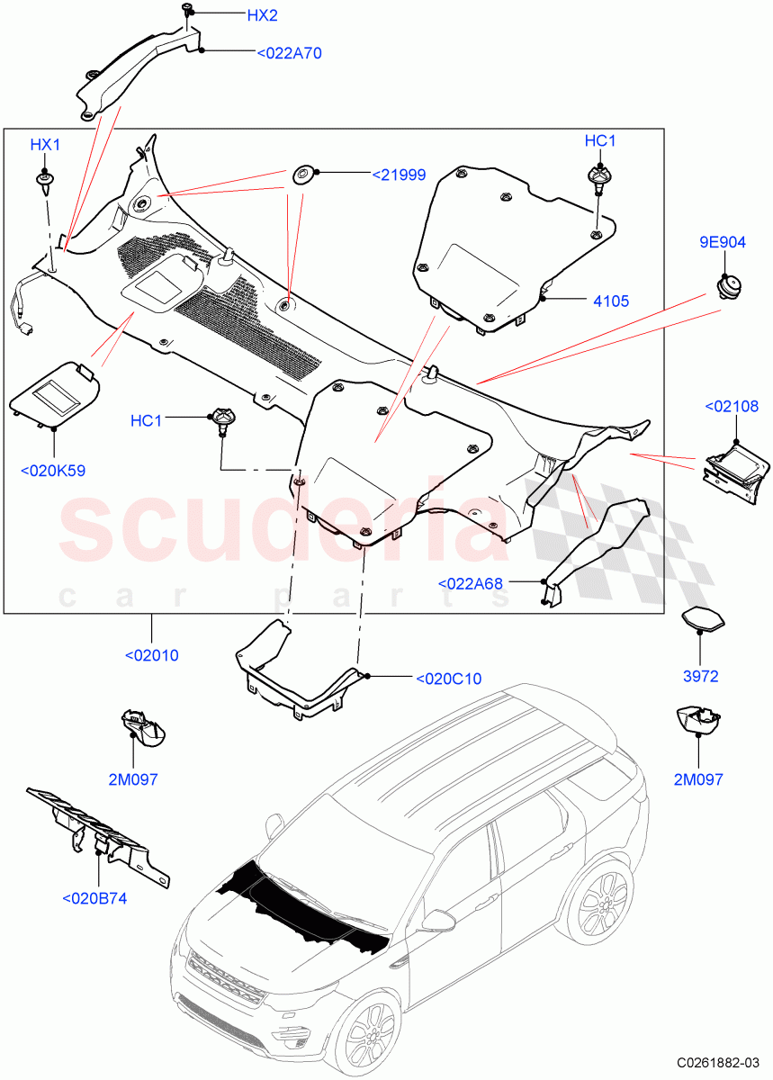 Cowl/Panel And Related Parts (Changsu (China)) ((V) FROMFG000001, (V) TOKG446856) of Land Rover Land Rover Discovery Sport (2015+) [2.0 Turbo Petrol GTDI]