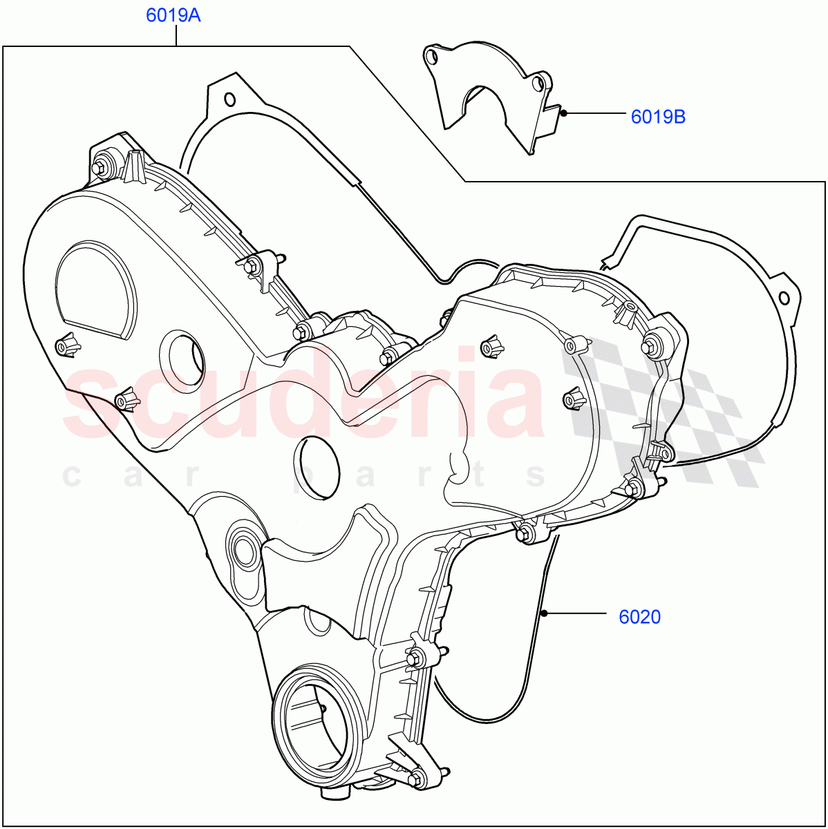 Timing Gear Covers (Nitra Plant Build) (3.0 V6 Diesel) ((V) FROMK2000001) of Land Rover Land Rover Discovery 5 (2017+) [3.0 Diesel 24V DOHC TC]