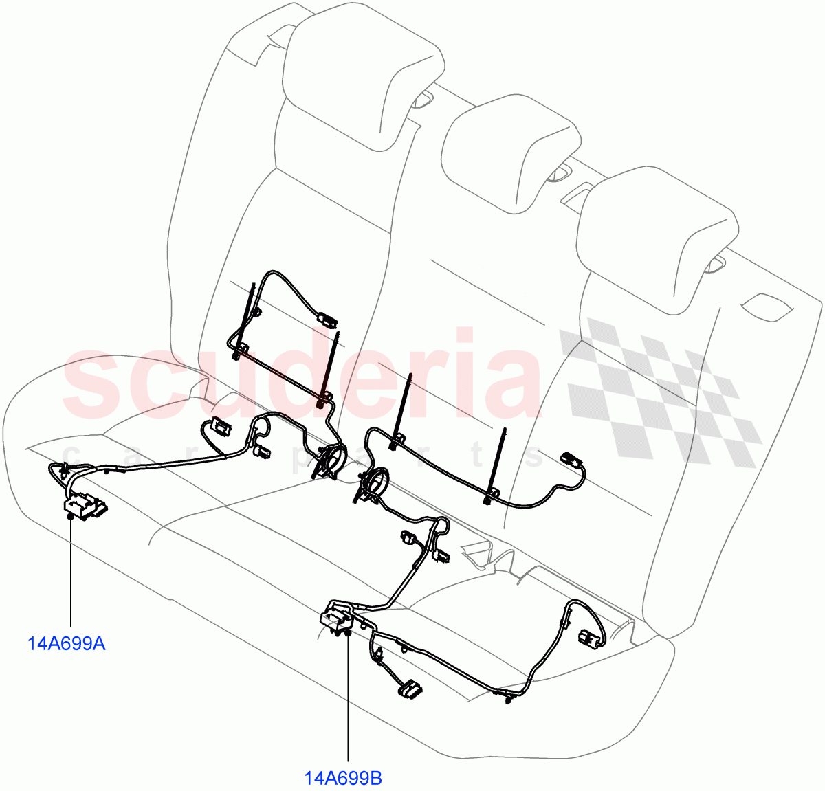 Wiring - Seats(Rear Seats)(Halewood (UK),With 60/40 Manual Fold Thru Rr Seat,60/40 Load Through With Slide) of Land Rover Land Rover Discovery Sport (2015+) [2.0 Turbo Diesel AJ21D4]